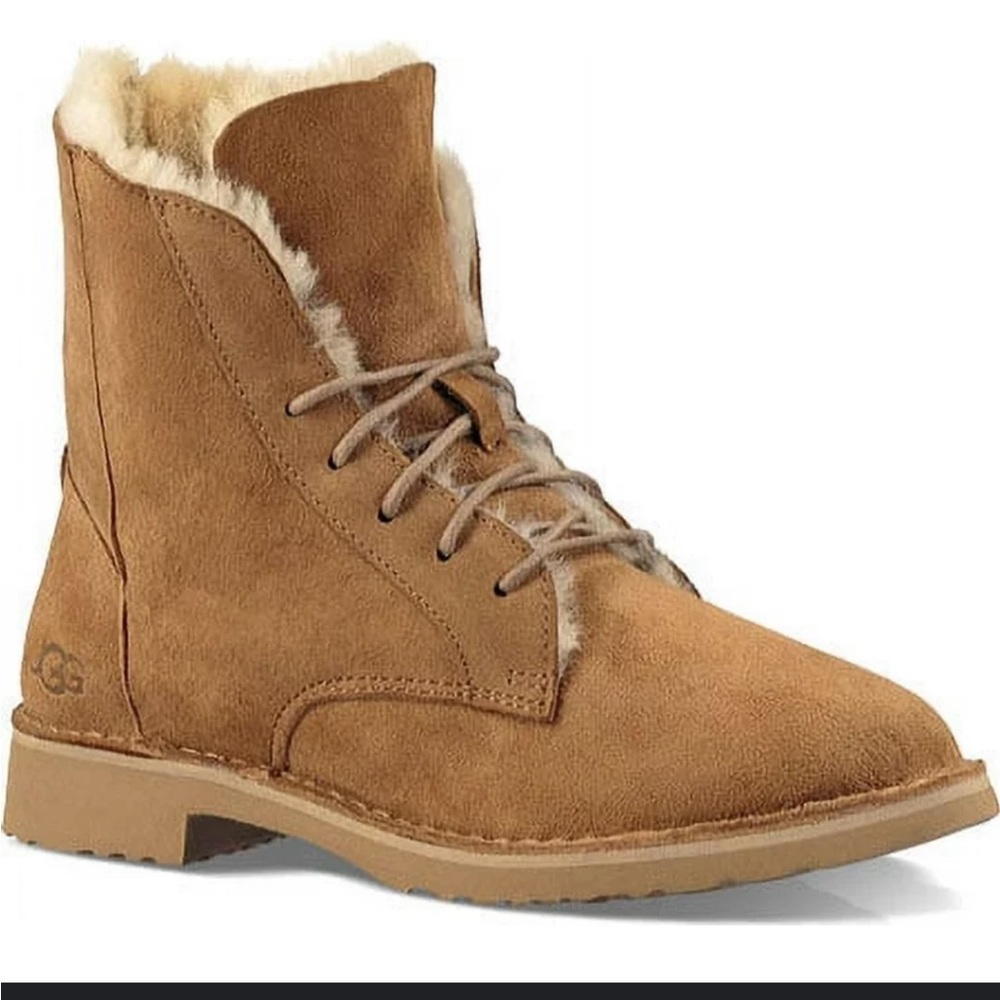 UGG Quincy Women Suede Sheepskin Lined Combat Boots